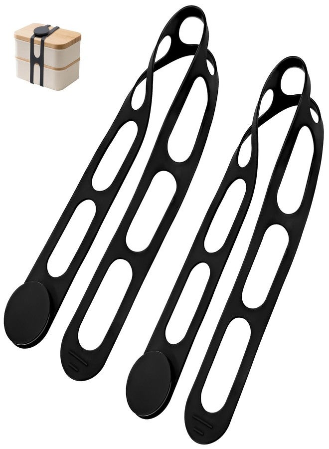 superbobi 2-Pack Silicone Latch Strap with Buckle for Slow Cooker Pot, Lid, Bento Box, Universal Elastic Self-Lock Strap Tie for Curtain, Cords, Yoga Mat, Silicone Securing Strap (Black & Black) - Image 1