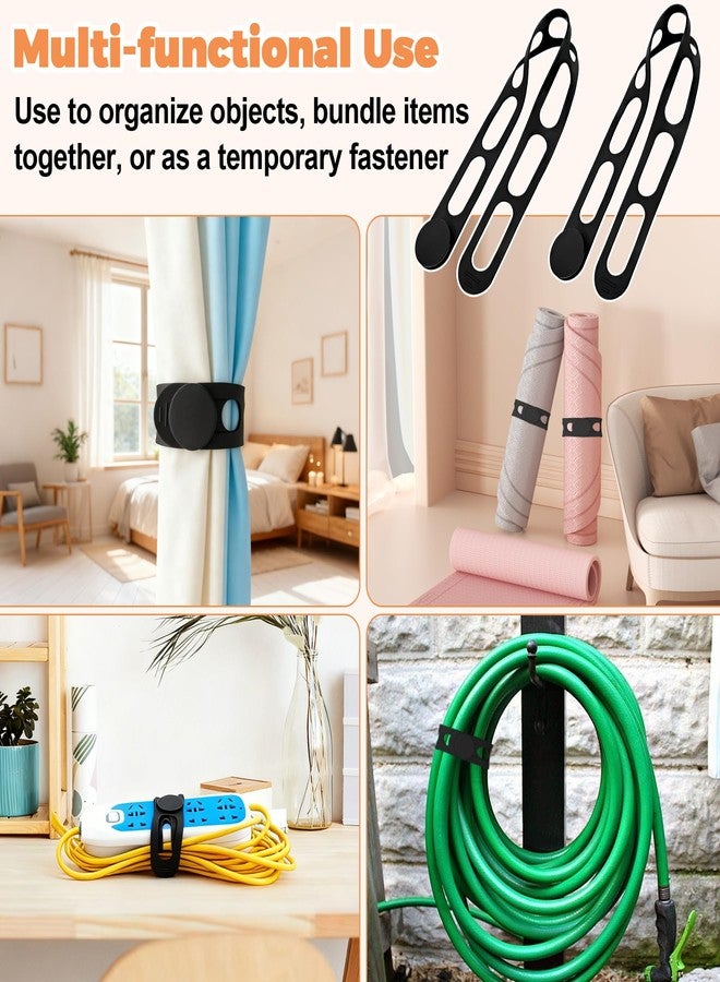 superbobi 2-Pack Silicone Latch Strap with Buckle for Slow Cooker Pot, Lid, Bento Box, Universal Elastic Self-Lock Strap Tie for Curtain, Cords, Yoga Mat, Silicone Securing Strap (Black & Black) - Image 5