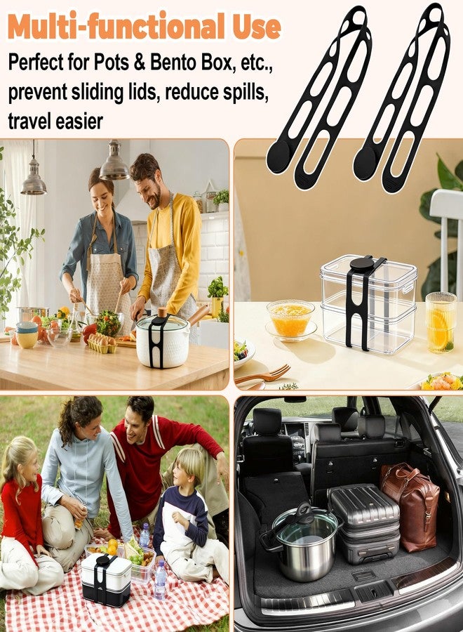 superbobi 2-Pack Silicone Latch Strap with Buckle for Slow Cooker Pot, Lid, Bento Box, Universal Elastic Self-Lock Strap Tie for Curtain, Cords, Yoga Mat, Silicone Securing Strap (Black & Black) - Image 4