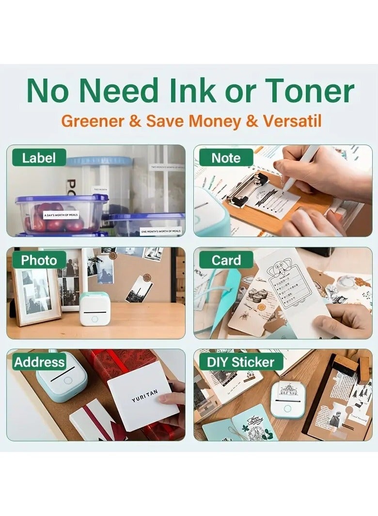 Portable Printer, Mini Pocket Wireless Bluetooth Thermal Printers with 13 Rolls Paper for Android iOS Smartphone, BT Inkless Printing Gift for Label Receipt Photo Notes Study Home Office - Image 5