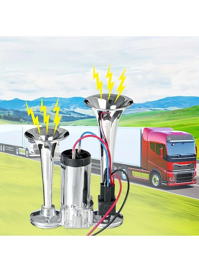 Loud Dual Trumpet Air Horn 12V 24V With Air Compressor Easy Installation 1pc Thick Version - Image 4