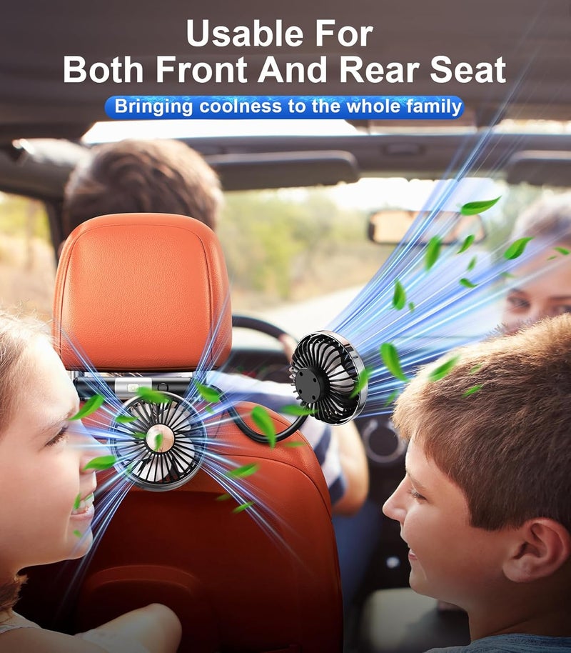 DICMKY Dual Head Gooseneck Car Cooling Fans for Back Seat for Kids, USB Car Headrest Cooling Fan for Baby Rear Facing, Car Seat Cooler That Blow Cold Air for Vehicles Sedan SUV Rv Truck Without Ac - Image 5