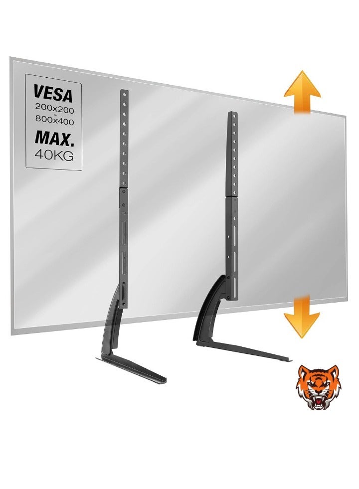 TIGER Universal TV Stand – Height Adjustable Stand for 30-65 Inch TVs, Supports up to 40 kg, Max. VESA 800x400, Sturdy Steel Construction, Black  - Image 1