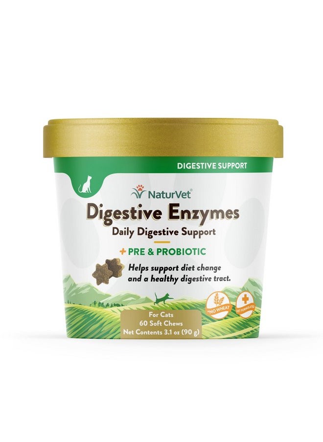 NaturVet - NaturVet - Digestive Enzymes for Cats Plus Probiotics - 60 Soft Chews - Helps Support Diet Change & A Healthy Digestive Tract - Aids in The Absorption of Vitamins & Minerals - 30 Day Supply - Image 1
