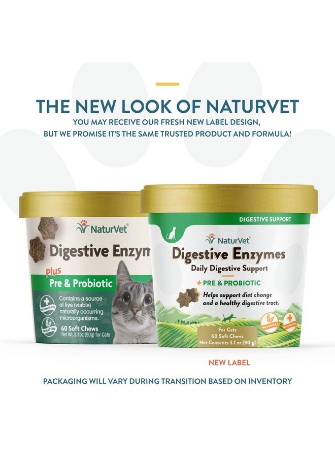 NaturVet - NaturVet - Digestive Enzymes for Cats Plus Probiotics - 60 Soft Chews - Helps Support Diet Change & A Healthy Digestive Tract - Aids in The Absorption of Vitamins & Minerals - 30 Day Supply - Image 1
