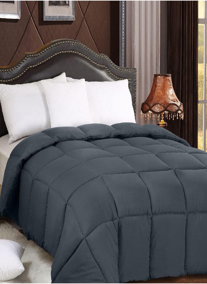 Utopia Bedding Utopia Bedding All Season 250 GSM Comforter - Plush Siliconized Fiberfill Comforters Queen Size - Box Stitched (Full/Queen, Gray)  - Image 1