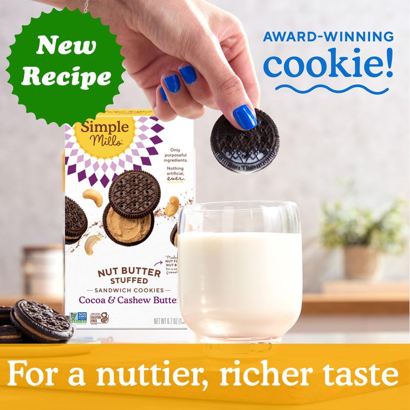 Simple Mills, Cocoa Cashew Crème Sandwich Cookies - Gluten Free, Vegan (Pack of 1) - Image 3