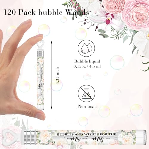 Hollowfly Wedding Mini Bubble Wands for a Wedding Bulk Heart Bubble for Guests Send Off Wand Adults Party Supplies Valentine Anniversaries Celebration120 CountPink BlackPink Flower - Image 5