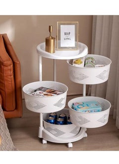 4 Tier Shelf Round Storage Rack with Wheels Floor Standing