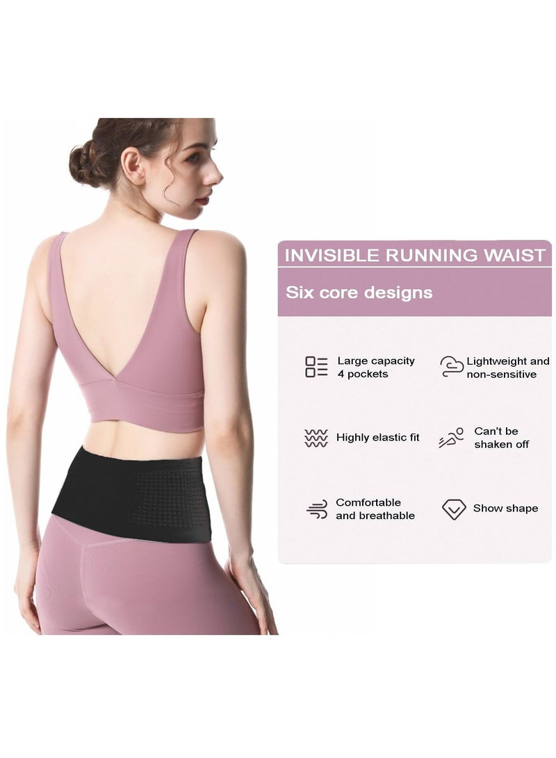 Oasisgalore Compact Running Belt, moisture-wicking with 4 pockets, for phone, for travel and exercise, size M for women.  - Image 3