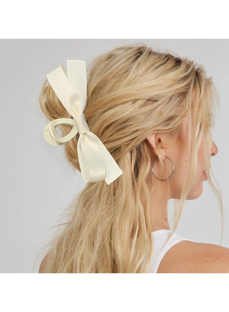 Goolsky Bow Claw Clips, Bow Hair Clips White Hair Bows, Hair Accessories for Women, Extra Large Black Barrettes, Scrunchies for Thin Thick Curly Hair - Image 2