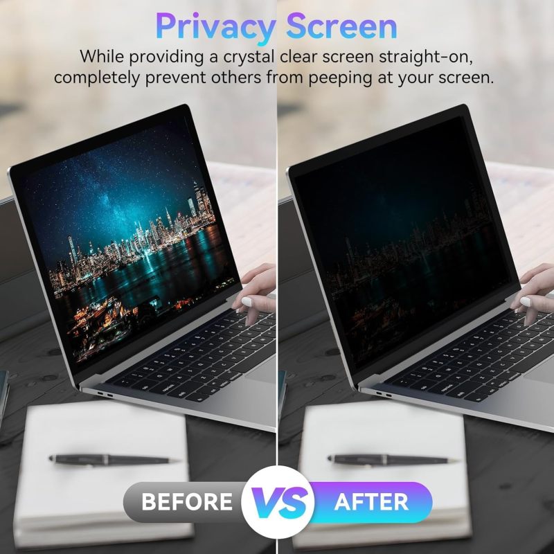 Laptop Privacy Filter 15.6 Inch 16:9: Reversible Anti-Glare Screen Protector - Easy 2-Installation Portable Display Shield for Travel, Open Workspaces & Mobile Professionals - Image 5