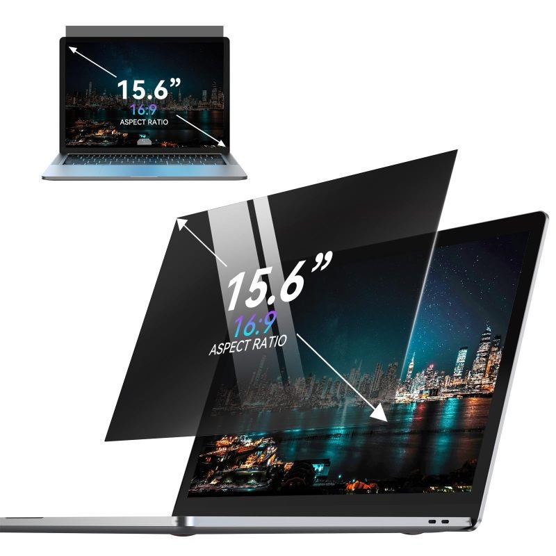 Laptop Privacy Filter 15.6 Inch 16:9: Reversible Anti-Glare Screen Protector - Easy 2-Installation Portable Display Shield for Travel, Open Workspaces & Mobile Professionals - Image 1