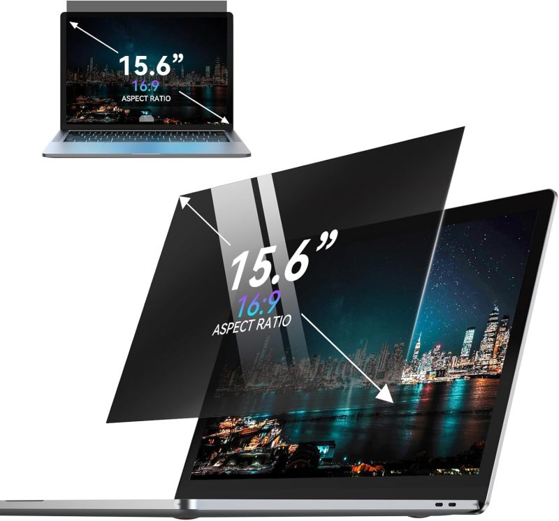 Laptop Privacy Filter 15.6 Inch 16:9: Reversible Anti-Glare Screen Protector - Easy 2-Installation Portable Display Shield for Travel, Open Workspaces & Mobile Professionals - Image 2