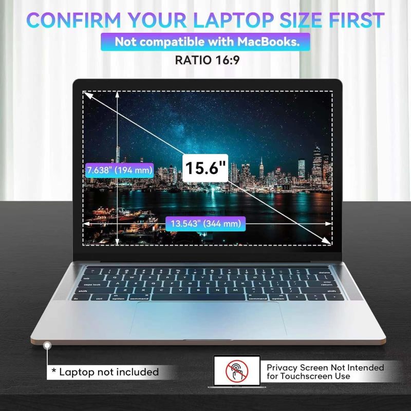 Laptop Privacy Filter 15.6 Inch 16:9: Reversible Anti-Glare Screen Protector - Easy 2-Installation Portable Display Shield for Travel, Open Workspaces & Mobile Professionals - Image 4