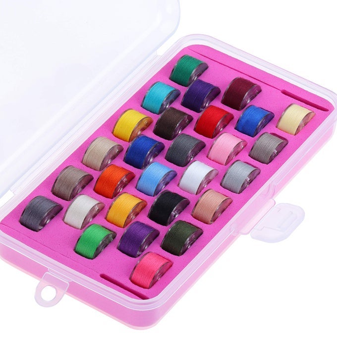 28PCS ASSORTED COLORS 60S2 90WT PREWOUND BOBBIN THREAD PLASTIC SIZE A SA156 FOR EMBROIDERY AND SEWING MACHINES DIY EMBROIDERY THREAD SEWING THREAD