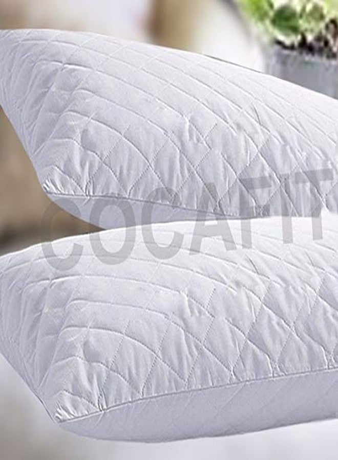 Coca Industries Luxurious Hi Flipper Quilt Pillow Protector Cover with 300 GSM Fibre 100% Cotton Fabric (White, 20"x36") - Image 1