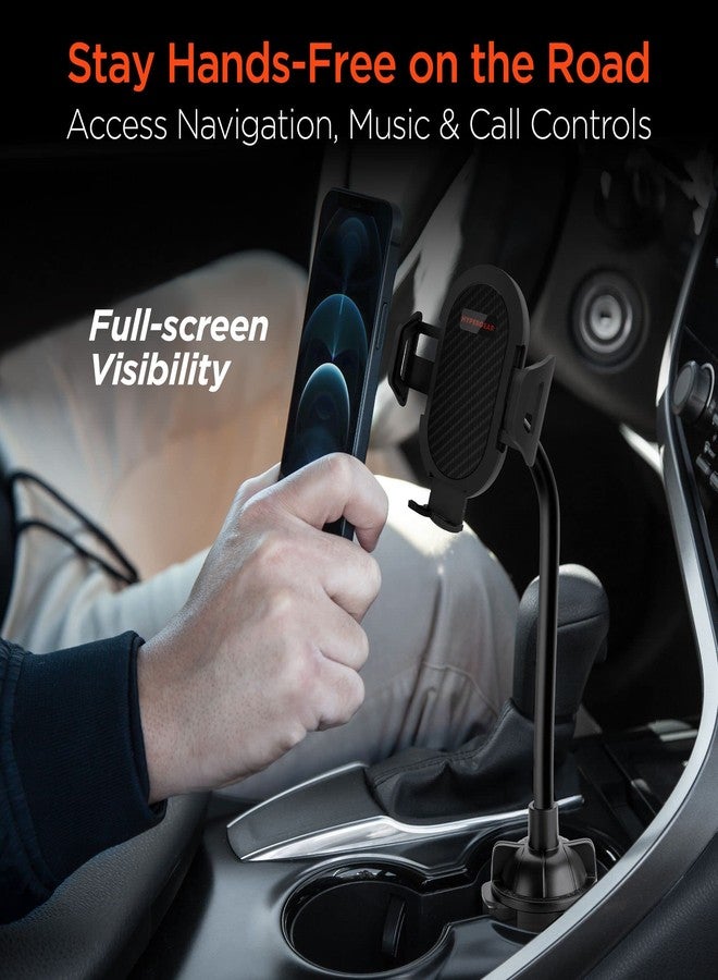 HyperGear Cup Holder Phone Holder for Car - Adjustable Side Grips, Universal Auto Phone Mount for iPhone 17/16/15, Galaxy S25/S24 & More, 360° Rotating Cradle, Expandable Base - Black - Image 2