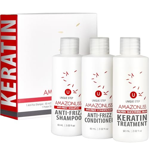 Amazonliss Hair Straightening Brazilian Keratin Treatment 1 Step Amazonliss Protein Smoothing Brush Set 202 Floz New Formula OdorFree FormaldehydeFree Easy To Apply Only 1 Hour for Application - Image 1