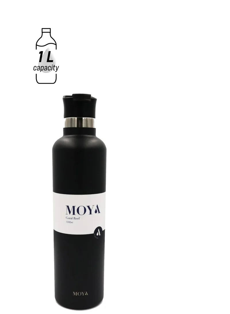 MOYA Moya "Coral Reef" 1L Insulated Sustainable Water Bottle Black Spout Lid