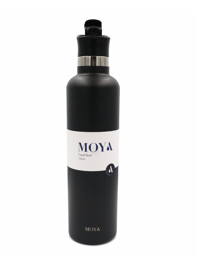 Moya "Coral Reef" 1L Insulated Sustainable Water Bottle Black Spout Lid - Image 2