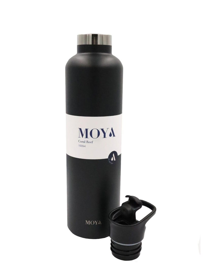 Moya "Coral Reef" 1L Insulated Sustainable Water Bottle Black Spout Lid - Image 4