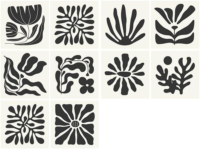 Alwayspon Self-Adhesive Vinyl Wall Tile Stickers, 25 Pieces, 6 Inch Peel and Stick Tiles Transfer Vinyl Flooring Waterproof Splash Guard for Kitchen, Bathroom, Black and White Flowers - Image 4