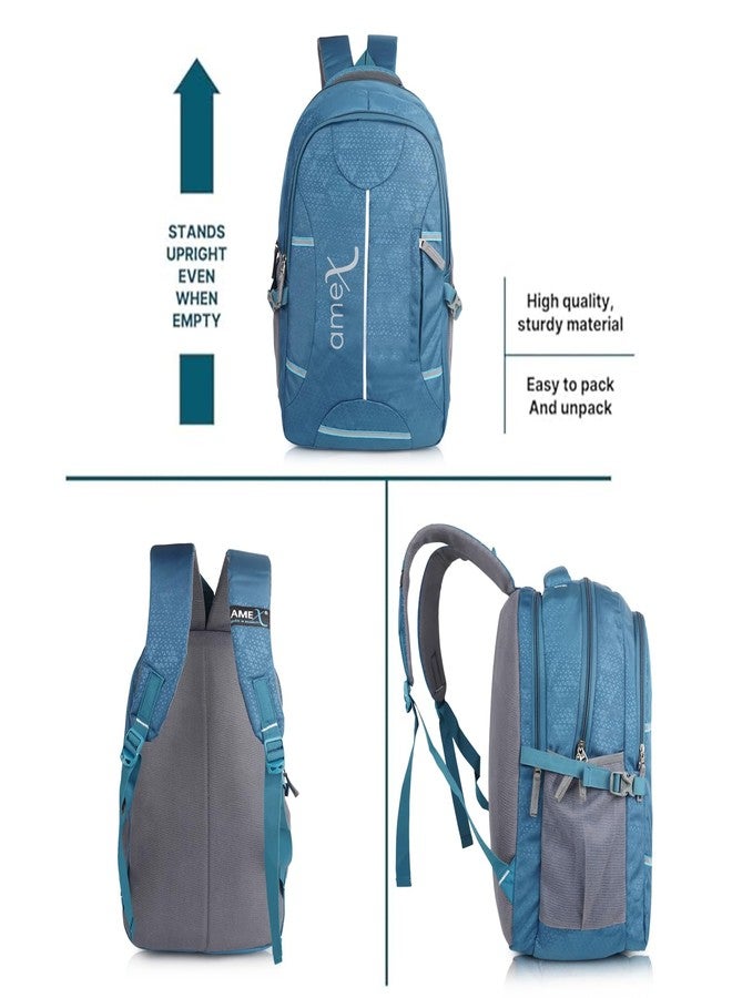 AMEX Elegant and Durable Laptop Backpack | Secure Padded Section for 15.6” Laptop | Organized Interior with Multiple Pockets | Ergonomic Adjustable Straps for Comfort (Sky Blue) - Image 5