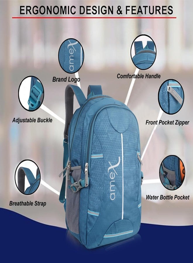 AMEX Elegant and Durable Laptop Backpack | Secure Padded Section for 15.6” Laptop | Organized Interior with Multiple Pockets | Ergonomic Adjustable Straps for Comfort (Sky Blue) - Image 4