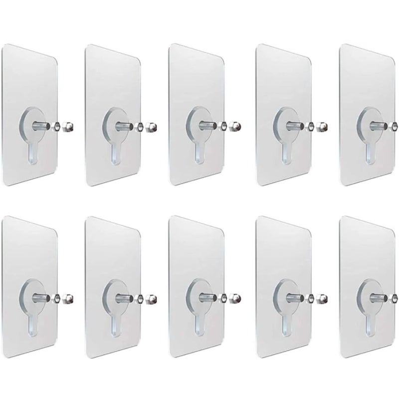 Self Adhesive Hook Pack of 18 Wall Hooks Door Hanging Objects Like Photo Frame Kitchen Accessories Clothes Bags Umbrella Transparent Strong Without Drilling Self adheshive  - Image 1
