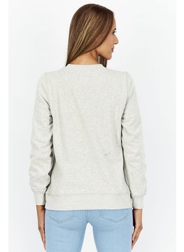 oysho Women Crew Neck Graphic Print Sweatshirt, Grey  - Image 2