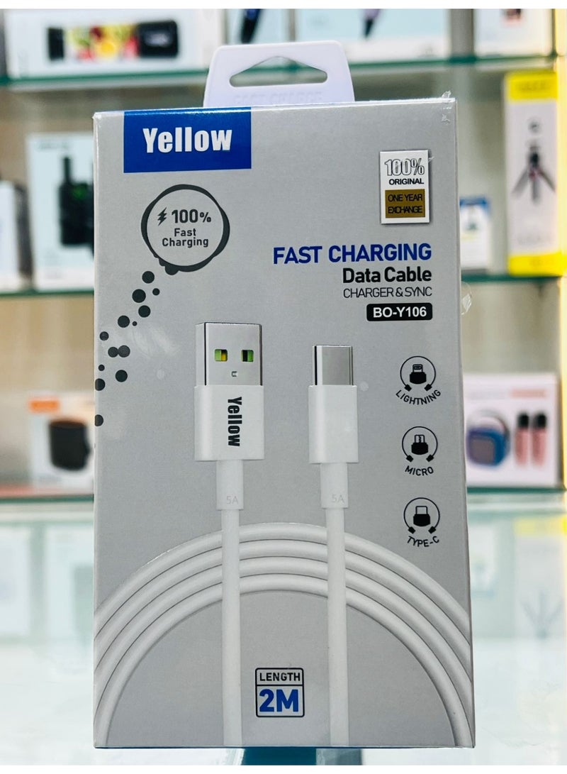 Yellow BO-Y106 USB to Type-C Cable - Image 1