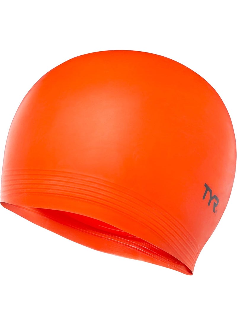 TYR TYR Latex Swim Cap for Men and Women, Recreational Swimming Hat, Lightweight Hair Protection and Drag Reduction Color: Florescent Orange 