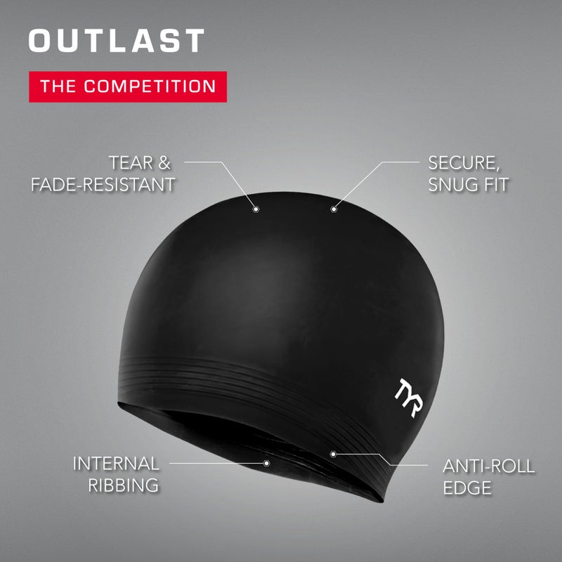 TYR Latex Adult Swim Cap for Women and Men - Training and Recreational Swimming Hat with a Durable Latex Construction - Hydrodynamic Fit - Image 4