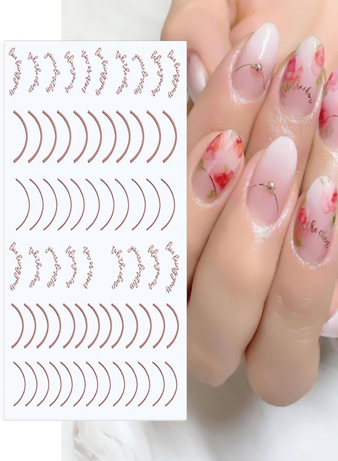 SILPECWEE 14 Sheets Gold Nail Stickers French Line Metallic Curve Strip Nail Decals Self Adhesive Nail Art Stickers Nail Design Stickers 3D Nail Decoration for Women Kids - Image 5