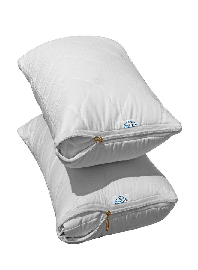 NEXTGO Pillow Protector Waterproof Cotton Quilted Pillows Protectors with Zipper 4 Pic Cotton Cover - Image 1