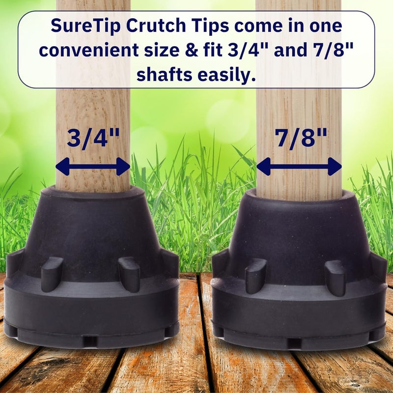 SureTip Crutch Tips & Cane Tip – 1 Size Fits All 3/4" 7/8” Inch - Extreme Grip Heavy Duty Universal Sizing Crutches Shafts Longest Lasting High Performance Rubber Non-Slip (Teal) - Image 3