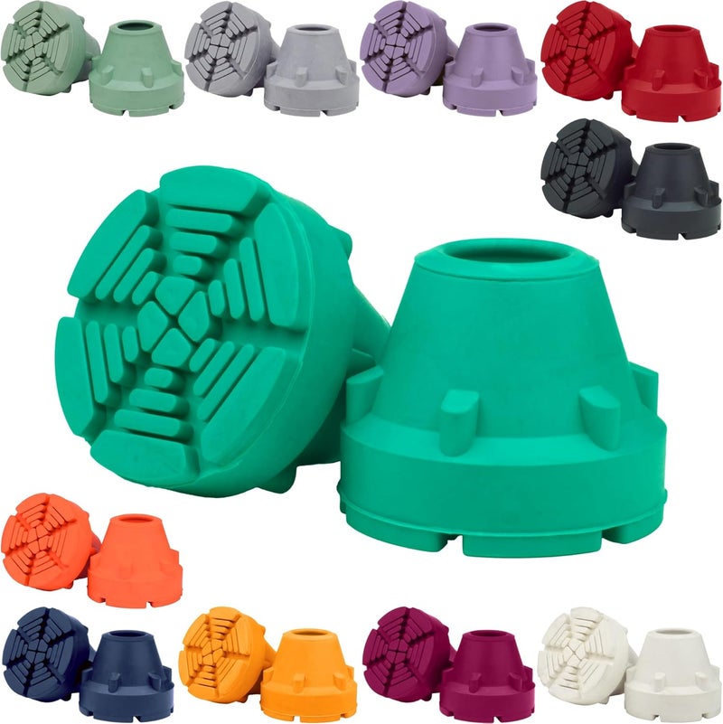 SureTip Crutch Tips & Cane Tip – 1 Size Fits All 3/4" 7/8” Inch - Extreme Grip Heavy Duty Universal Sizing Crutches Shafts Longest Lasting High Performance Rubber Non-Slip (Teal) - Image 1