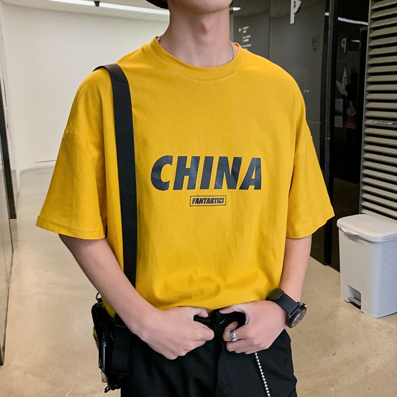 2024 Summer Hong Kong Style Couple Quarter Sleeve Printed T-Shirt Loose Short Sleeve Trendy Student Dt9019 - Image 5