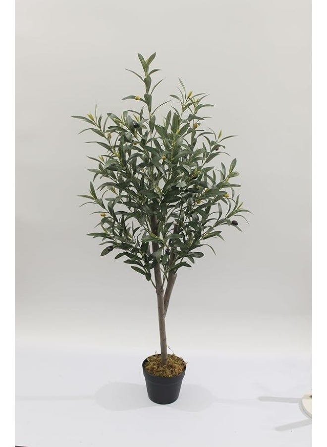 MARCOLO Artificial Olive Tree in Pot 120cm, Faux Indoor Plant with Realistic Green Leaves and Olives, Home Decor - Image 2
