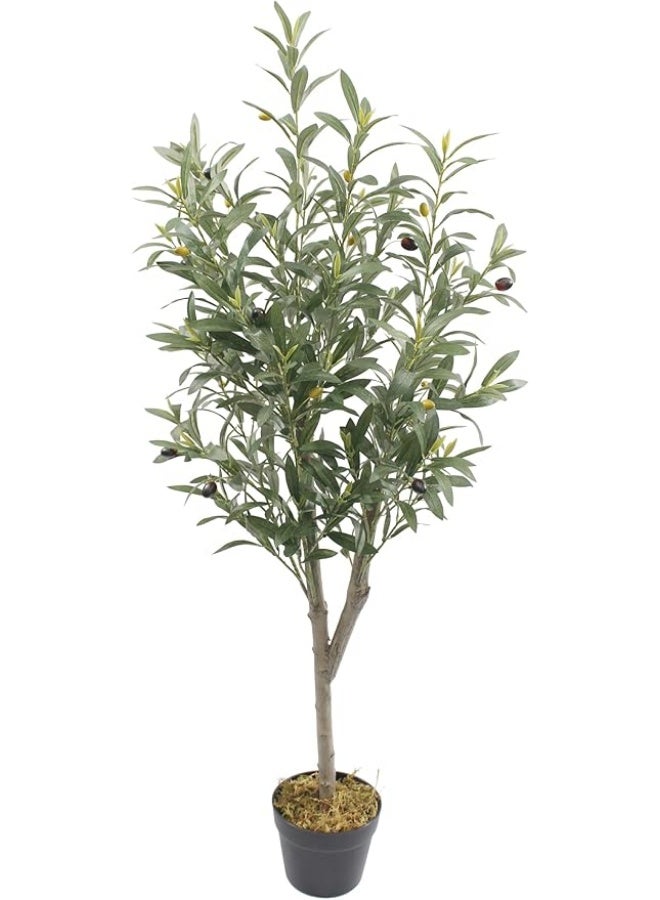 MARCOLO Artificial Olive Tree in Pot 120cm, Faux Indoor Plant with Realistic Green Leaves and Olives, Home Decor - Image 1