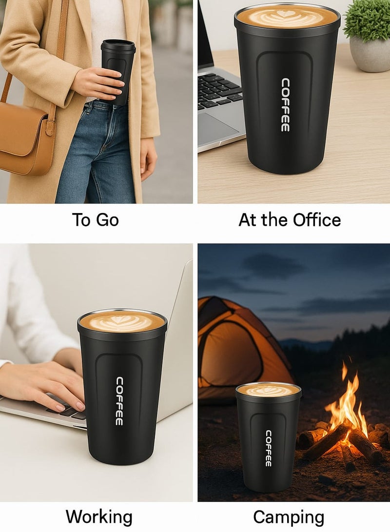 Travel Coffee Mug Double Wall Insulated Stainless Steel with Leak-Proof Lid, Vacuum Insulated for Hiking, Camping & Traveling Hot Coffee ((510ml))  - Image 2