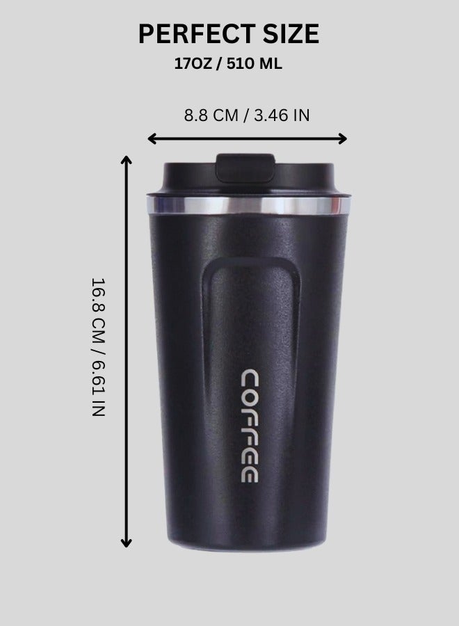 Travel Coffee Mug Double Wall Insulated Stainless Steel with Leak-Proof Lid, Vacuum Insulated for Hiking, Camping & Traveling Hot Coffee ((510ml))  - Image 3