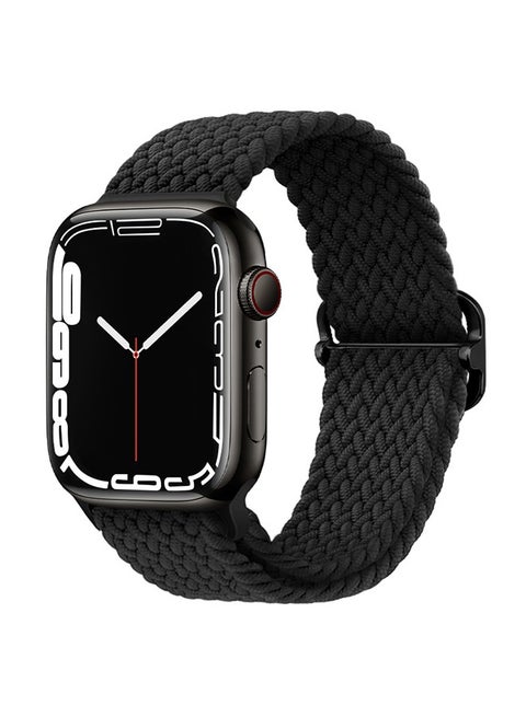 Solo Loop Nylon Band for Apple Watch, Soft Stretchable Replacement Wristband, Woven Elastic Strap Wristbands for IWatch Series 8/7/6/SE/5/4, 42MM/44MM/45MM/49MM L(Black)