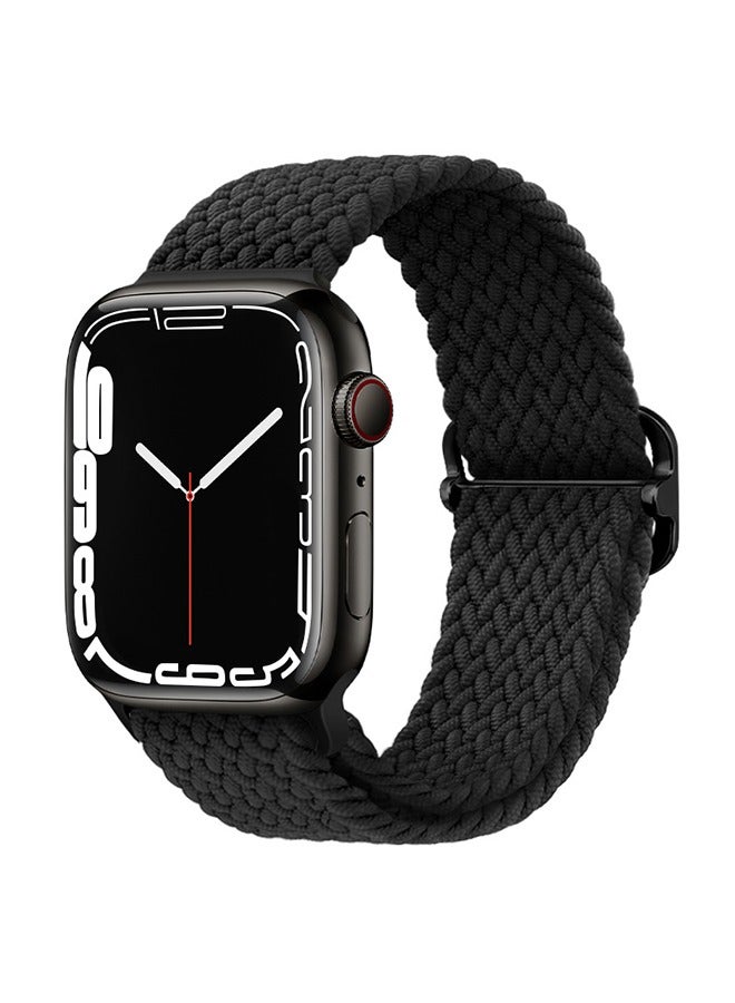 Sthxyfaith Solo Loop Nylon Band for Apple Watch, Soft Stretchable Replacement Wristband, Woven Elastic Strap Wristbands for IWatch Series 8/7/6/SE/5/4, 42MM/44MM/45MM/49MM L(Black) - Image 1