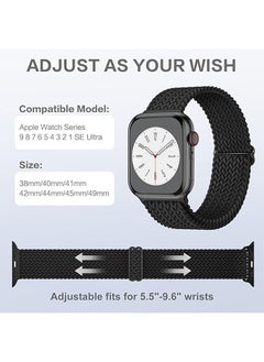 Sthxyfaith Solo Loop Nylon Band for Apple Watch, Soft Stretchable Replacement Wristband, Woven Elastic Strap Wristbands for IWatch Series 8/7/6/SE/5/4, 42MM/44MM/45MM/49MM L(Black)  - Image 5