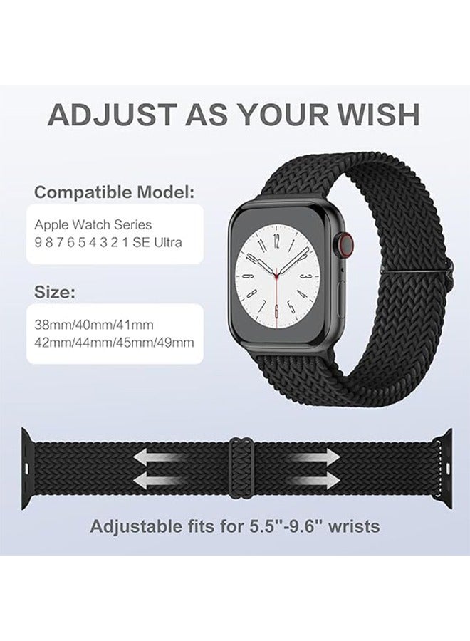 Sthxyfaith Solo Loop Nylon Band for Apple Watch, Soft Stretchable Replacement Wristband, Woven Elastic Strap Wristbands for IWatch Series 8/7/6/SE/5/4, 42MM/44MM/45MM/49MM L(Black) - Image 5