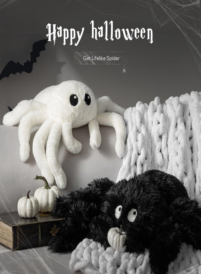 Phantoscope Happy Halloween Spider Shaped Throw Pillow, Faux Fur Fluffy Tarantula Shaped Halloween Cushion Pillow, Black, 9 x 16 inch - Image 4