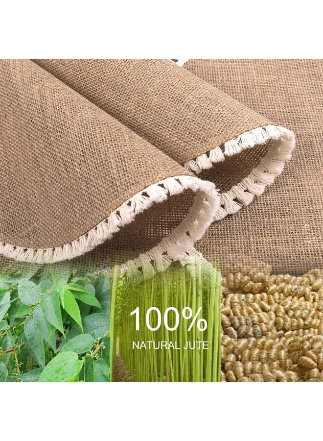 FunWheat 15 Inch Round Jute Placemats Set of 12, Braided Burlap Table Mats for Dining Table, Heat Resistant Farmhouse Woven Placemats for Fall Farmhouse Decor (Short Tassels) - Image 3