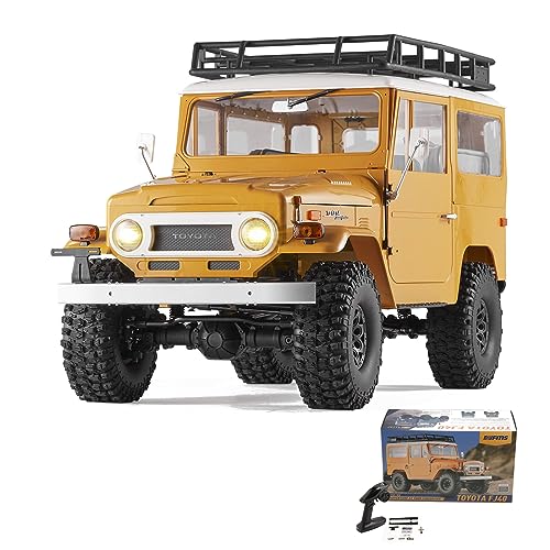 EAZYRC X FMS 110 Toyota Land Cruiser FJ40 RS with Licensed RC Truck Blue All Terrain Waterproof 4WD 35T 550 Motor RC Crawler for Adult24Ghz Remote Control RS VersionYellow - Image 1